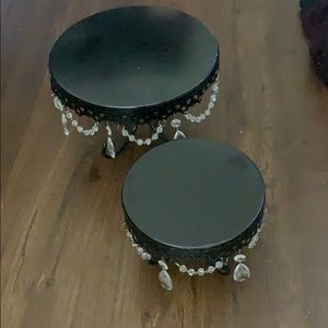 2 black cake stands